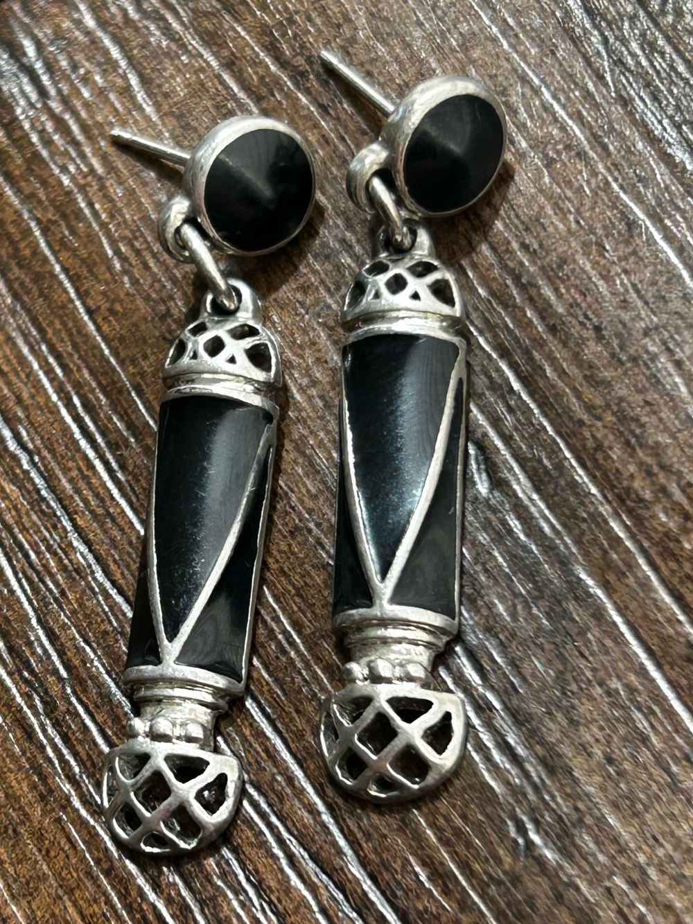 Vintage Edgar Berebi Black Onyx Drop Earrings Art Deco - Picture 5 of 6